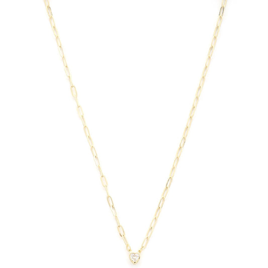 Dainty Heart Charm Oval Link Metal Necklace